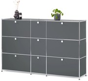 Komoda »CN3« s 9 výklopnými dvierkami, sivá