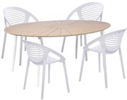 Súprava 4 bielych jedálenských stoličiek Jaanna a prírodného stola Marienlist - Bonami Essentials