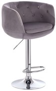 LuxuryForm DESIGN Barová stolička MONTANA VELUR na striebornom tanieri - šedá