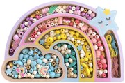 Drevené pastelové koráliky - Dúha, 330ks