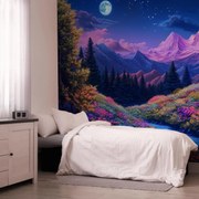 Fototapeta - Fialová krajina v splne (147x102 cm)