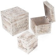 Garthen 73017 Sada drevených vintage boxov, biele