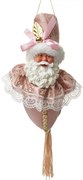 Ružová závesná dekorácia Santa so ozdobným oblekom - 8*8*35 cm