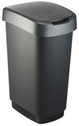 Plastový odpadkový kôš v čierno-striebornej farbe 50 l Twist – Rotho