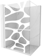 Mexen Kioto+, sprchová zástena Walk-In s poličkou a vešiakom 70 x 200 cm, 8mm číre sklo biely vzor, biely profil, 800-070-121-20-97