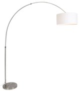 Oblúková lampa oceľový tienidlo z látky biele 50/50/25 nastaviteľná - XXL