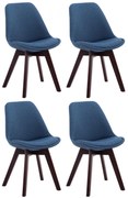 Stolička Borne V2 látka (SET 4 ks), drevené nohy orech - Modrá