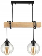 BERGE Závesné stropné svietidlo LED drevený trám 2xE27 Lustrová guľa bezfarebná