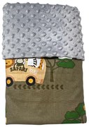 Deka Safari/minky sivá 60x70 cm – detská deka s motívom safari zvieratiek