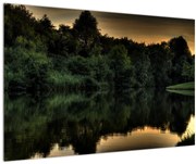 Obraz jazera pri lese (90x60 cm)
