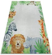 Detský koberec protišmykový BAMBINO 54090 Zvieratá, biely / zelený