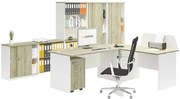 Zostava kancelárskeho nábytku MIRELLI, typ B, biela/dub sonoma