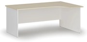 Rohový kancelársky písací stôl PRIMO WHITE, 180x120 cm, pravý, biela/breza