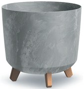 Plastový kvetináč na nožičkách DGTL300LE 29,8 cm - sivý betón