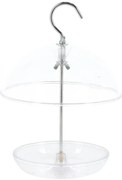 Závesné kŕmidlo pre vtáky Round, 21,5x15,5 cm, plast, transparentná