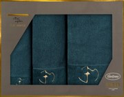 BAVLNENÝ UTERÁK EVA MINGE GAJA SADA 1KS 30X50 CM, 1KS 50X90 CM, 1KS 70X140 CM TMAVOZELENÁ