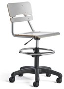 Stolička LEGERE výškovo nastaviteľná, veľké sedadlo, s kolieskami, H 530-720 mm, šedá