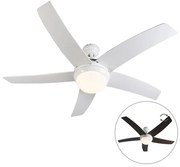 Stropný ventilátor biely s drevenou potlačou 132 cm s diaľkovým ovládaním - Cool