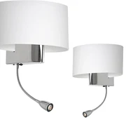 Nástenné svietidlo Casino, biele textilné tienidlo + 1xLED 1w, ch