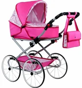 New Baby Detský Kočík Pre Bábiky Retro Natálka 2v1 Ružová