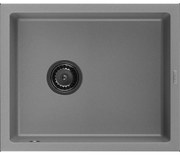 Mexen Pedro granitový jednokomorový drez 560 x 460 mm, Šedá, Sifón Čierna - 6508561000-71-B