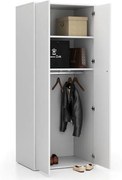 Kancelárska šatníková skriňa LAYERS, šatníková tyč, 800 x 600 x 1905 mm, biela