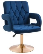 LuxuryForm DESIGN Stolička BOSTON VELUR na zlatom tanieri - modrá