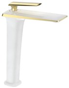 Mexen Purus vysoká umývadlová batéria, biela-zlatá, 745810-25