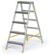 Obojstranné hliníkové schodíky ALVE EUROSTYL, 2x5 stupňov, výška 1,04 m