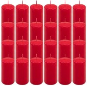 Červená parafínová sviečka 10 cm, 20 h horenia, sada 24 ks