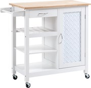 HOMCOM Rolling Kitchen Cart - Moderný Kuchynský Vozík s Dverami, Zásuvkou a 3 Policami | Aosom