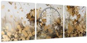 Obraz - Abstraktná kvetinová maľba (s hodinami) (90x30 cm)