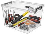 Transparentný úložný box s vekom, UHO, obdĺžnikový nízky 20l, 48x33x20cm