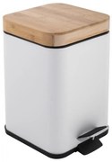 Erga Sido, štvorcový odpadkový kôš 3l na postavenie, biela matná-prírodná hnedá, ERG-YKA-CH.SIDO-WHT