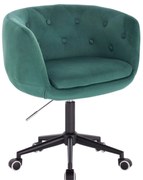 LuxuryForm DESIGN Kreslo MONTANA VELUR na čiernej podstave s kolieskami - zelená