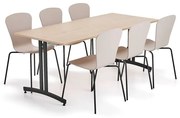 Zostava nábytku SANNA + MILLA, 1 stôl, 6 stoličiek, čierna/piesková
