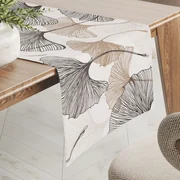 Biante Bavlnený behúň na stôl Sandra SA-411 Hnedé Ginkgo listy na bielom 20x120 cm