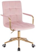 LuxuryForm DESIGN Stolička VERONA GOLD VELUR na zlatej základni s kolieskami - ružová