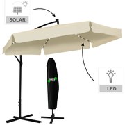 Záhradný slnečník 3 m s LED svetlom - Banana - béžový s obalom