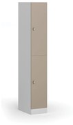 Šatníková skrinka s úložnými boxmi, 2 boxy, 1850 x 300 x 500 mm, otočný zámok, béžové dvere