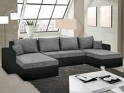 Sedacia súprava Rumba, tvar U, čierna ekokoža/melírová tkanina%