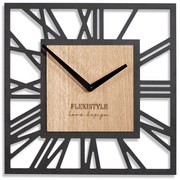 Dekorstudio Moderné drevené hodiny EKO Loft Piccolo štvorcové čierne + dub