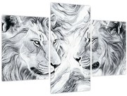 Obraz - Kreslené levie hlavy (90x60 cm)