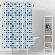 Aqualine Aqualine, Sprchový záves 180x180cm, vinyl, biele, modré kocky, ZV036