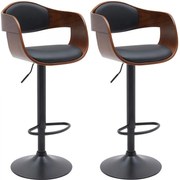 2x Barová stoličkaKingston B - koženka, čierny rám - orech/čierna