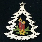 AMADEA Drevená ozdoba farebná stromček so sviečkami 9 cm