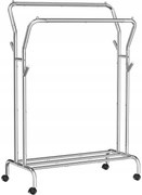 Dvojradový pojazdný stojan na oblečenie HASAR, strieborný