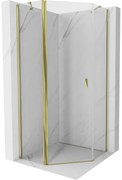 Mexen Mist, päťuholníkový sprchový kút výklopný 80 x 80 cm, číre sklo, zlatý lesklý profil, 8A8-080-080-50-00