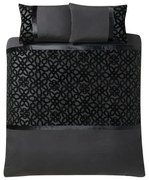 Čierne zamatové obliečky na dvojlôžko 200x200 cm Lattice Cut – Catherine Lansfield