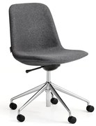 Stolička LANGLEY, nízky sedák, s kolieskami, brúsený hliník/antracit